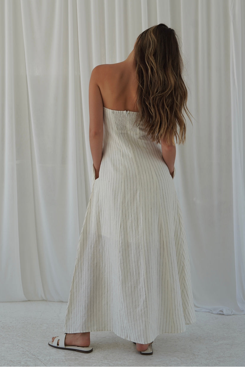 Linen Strapless Maxi Dress
